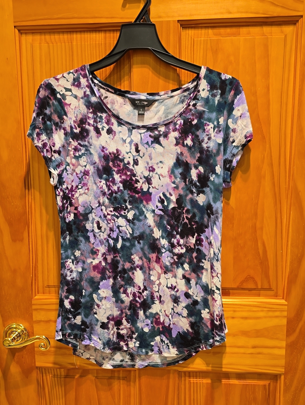 Vera Wang Multicolor Floral Short Sleeve Tee